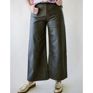 FREE PEOPLE Misha Vegan Leather Black Barrel Pants Size 26